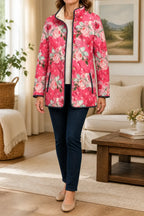 Women's printed quilted puffer jacket