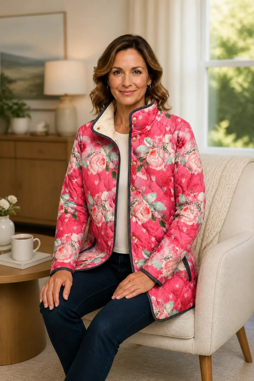 Women's printed quilted puffer jacket