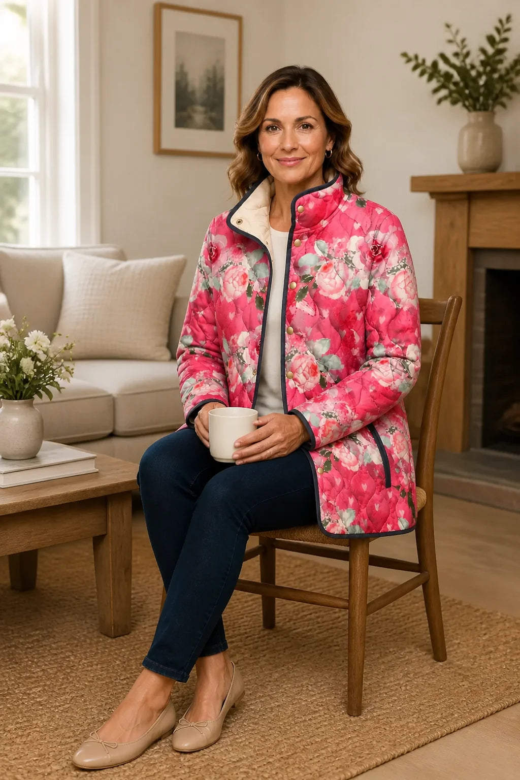 Women's printed quilted puffer jacket
