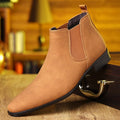 Men's red brown classic Faux Leather Chelsea Boots with Round Toe