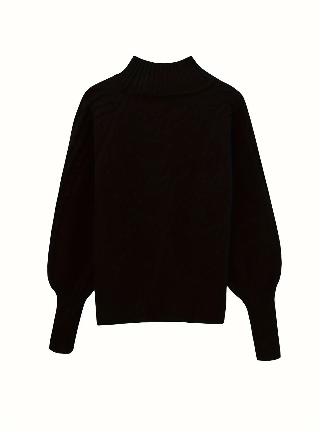 Women's black cable knit mock neck sweater