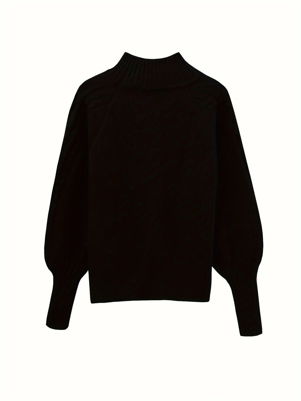 Women's black cable knit mock neck sweater
