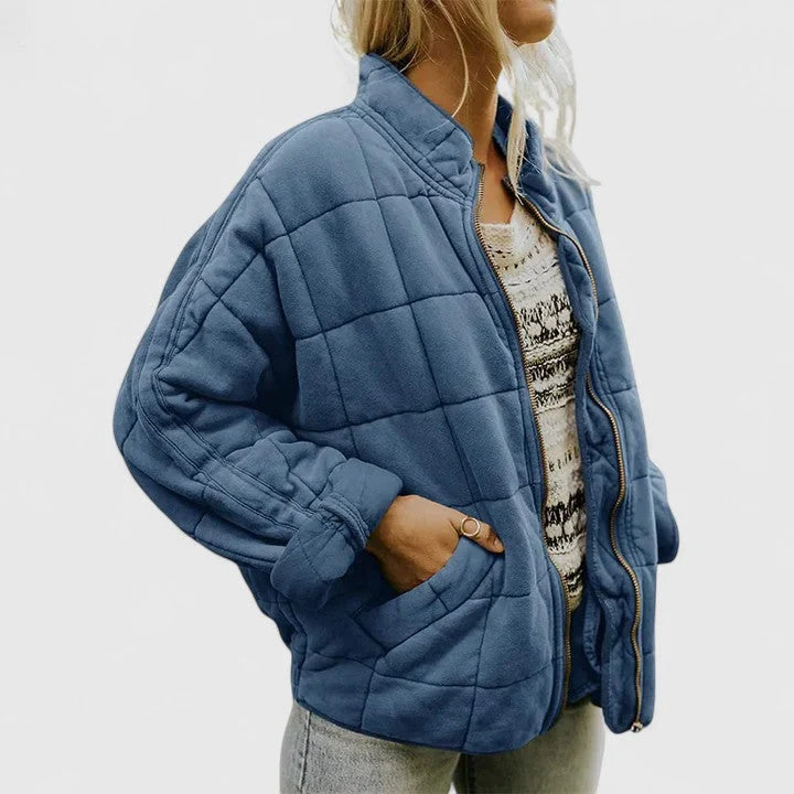 Women's blue quilted-lining jacket