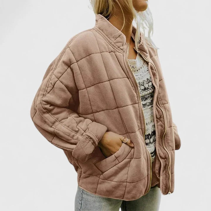 Women's beige quilted-lining jacket