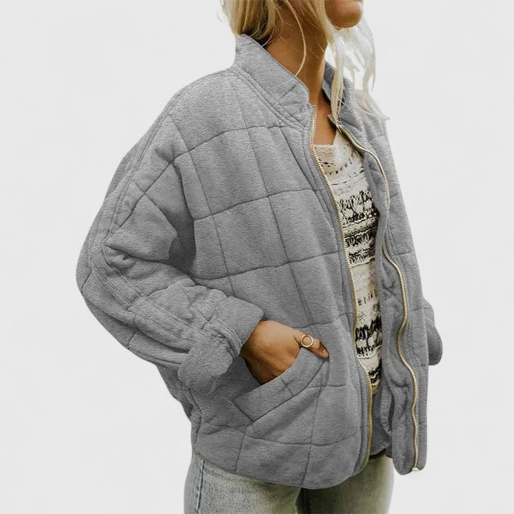 Women's gray quilted-lining jacket